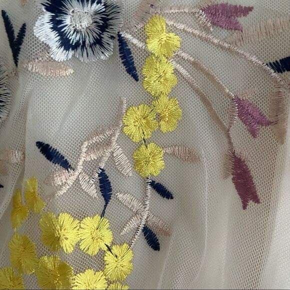 Donna Morgan V-Neck Sleeveless Blouson Back
Embroidered Mesh Dress Sz 4 yellow - Picture 5 of 13